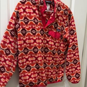 Patagonia Patterned Fleece Jacket - Red and Orange